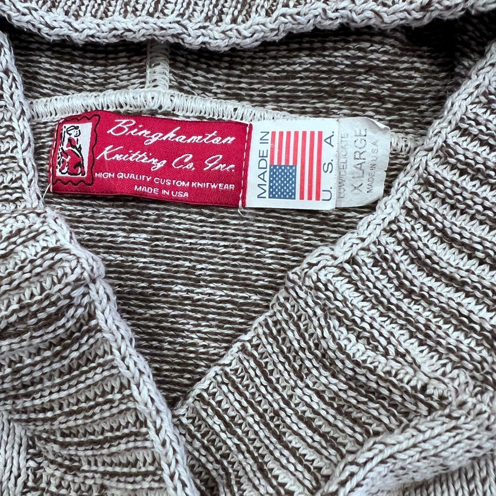Vintage Binghamton Knitting Co Inc Hooded Cardigan Moose Made in USA Sz XL - Picture 11 of 13